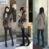 Retro kẻ sọc phần ngắn là mỏng áo len Hàn Quốc nữ mùa đông người đàn ông nhỏ chic houndstooth phù hợp với áo len áo khoác nữ 2021 Áo khoác ngắn