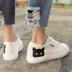 Hàn Quốc dễ thương mèo graffiti giày mới cắt thấp ren giày đơn nữ phẳng giày vải hoang dã thường giày