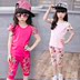 Mùa hè phù hợp với cô gái ngắn tay T-Shirt 2018 mới của Hàn Quốc phiên bản giải trí giản dị cô gái mùa hè quần áo trẻ em hai mảnh quần short Phù hợp với trẻ em