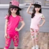 Mùa hè phù hợp với cô gái ngắn tay T-Shirt 2018 mới của Hàn Quốc phiên bản giải trí giản dị cô gái mùa hè quần áo trẻ em hai mảnh quần short áo trẻ em Phù hợp với trẻ em