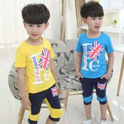 Quần áo trẻ em cậu bé mùa hè phù hợp với 2018 mùa hè mới ngắn- tay trẻ em bông cậu bé quần áo giản dị hai mảnh