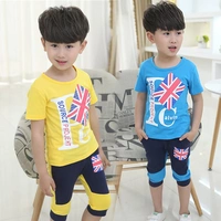 Quần áo trẻ em cậu bé mùa hè phù hợp với 2018 mùa hè mới ngắn- tay trẻ em bông cậu bé quần áo giản dị hai mảnh đồ bé trai