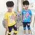 Quần áo trẻ em cậu bé mùa hè phù hợp với 2018 mùa hè mới ngắn- tay trẻ em bông cậu bé quần áo giản dị hai mảnh Phù hợp với trẻ em