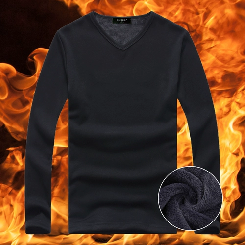 Мужское демисезонное удерживающее тепло нижнее белье, флисовый жакет, свитер, термобелье, увеличенная толщина, V-образный вырез