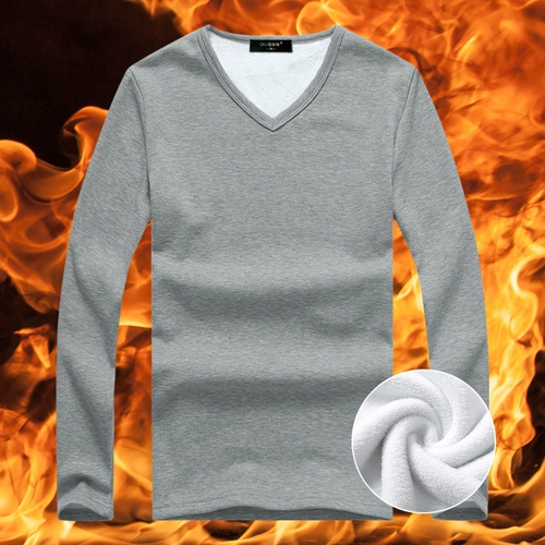 Мужское демисезонное удерживающее тепло нижнее белье, флисовый жакет, свитер, термобелье, увеличенная толщина, V-образный вырез