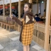 Quần áo bà bầu phong cách phương Tây hot mom cá tính mùa xuân và mùa thu mẫu áo len mùa xuân áo khoác dài cotton Hàn Quốc - Áo thai sản