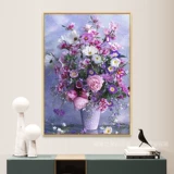 Полный бриллиант 2023 Новый бриллиантовый ресторан Flower 5d Dot Dorm Diamond Cross -Ширт Гостиная Purple Vase спальня слегка