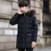 Mùa thu và mùa đông nam dài xuống áo khoác bông ấm đệm áo Hàn Quốc phiên bản của áo khoác vài bông áo khoác có thể cất cánh mũ
