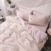 Ins hồng cô gái tim flamingo cotton giường ba bộ 1.2 m cotton quilt cover dễ thương sheets bốn bộ