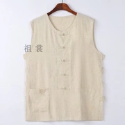 Áo vest mùa hè bên ngoài cotton nam và vải lanh truyền thống của nam giới Trung Quốc vest vest mồ hôi ngựa mùa hè áo len của ông già - Lót
