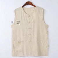 Áo vest mùa hè bên ngoài cotton nam và vải lanh truyền thống của nam giới Trung Quốc vest vest mồ hôi ngựa mùa hè áo len của ông già - Lót áo thể dục