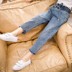 Quần bé gái 2019 mùa thu mới phiên bản Hàn Quốc của quần jeans nước ngoài Quần bé gái Quần bé gái hoa eo cao quần harem - Quần jean quần jean trẻ em cao cấp Quần jean