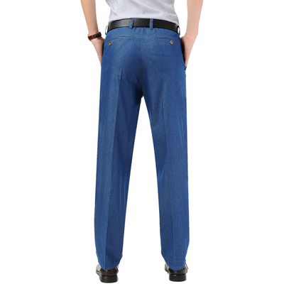 Mùa hè phần mỏng trung niên jeans nam lỏng trung niên người đàn ông của quần âu cao eo thẳng daddy quần dài Cao bồi