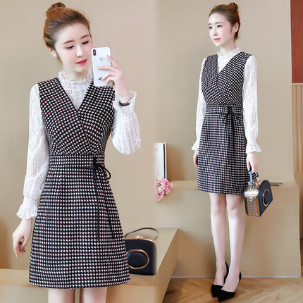 2018新款女装秋装短裙时髦套装气质时尚衣服两件套连衣裙女潮94,可
