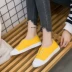 2018 mùa xuân mới breathable giày vải nữ một bàn đạp giày lười giày nhỏ màu trắng sinh viên Hàn Quốc phiên bản của hoang dã giày thường giầy cao gót nữ Plimsolls