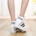 2018 mùa xuân và mùa thu mới tăng trắng giày giày lưới thoáng khí sinh viên giày thường nữ Hàn Quốc phiên bản của giày đơn phụ nữ Giày cao gót
