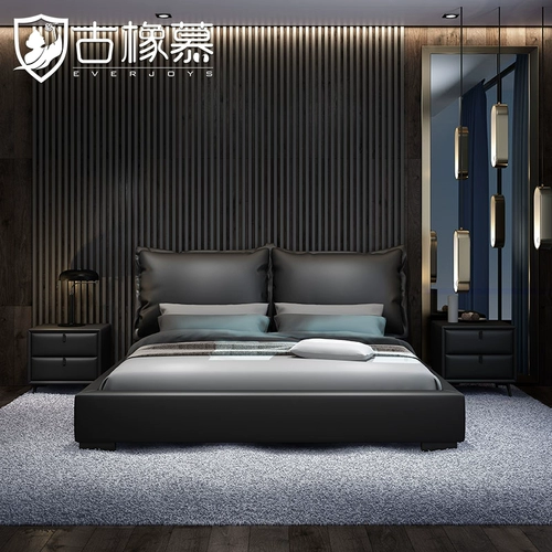 Baxter Tofu Block Черная кожаная кровать современная минималистская двуспальная кровать 2 метра 2 метра 2 больших кровати лучших бренда бренда бренда