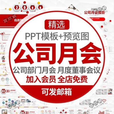 5470公司部门月会工作总结PPT模板企业月度董事会议报告商...-1