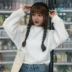 Áo len nữ phong cách Harajuku cổ cao lỏng áo len Hàn Quốc đầu áo len học sinh Hàn Quốc áo len dày áo khoác mùa đông ao khoac len Cardigan