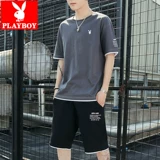 Playboy, летняя шелковая футболка с коротким рукавом, хлопковый комплект