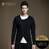 PINLI sản phẩm đứng 2017 mùa xuân mới nam cardigan vòng cổ đan áo len S171210136 áo len nam cổ lọ	