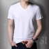 Băng lụa cotton ngắn tay nam t-shirt giản dị Hàn Quốc phiên bản của V-Cổ áo sơ mi từ các màu nóng giản dị thủy triều của nam giới quần áo Mẫu áo phông nam đẹp 2019 Áo phông ngắn
