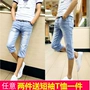 Mùa hè phần mỏng bảy điểm jeans Hàn Quốc phiên bản của tự trồng căng thanh niên chân quần thủy triều quần nam quần 7 điểm quần short quần áo nam hàng hiệu
