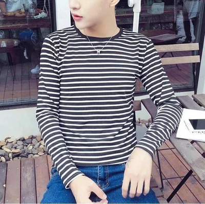 Dài tay T-Shirt nam cổ tròn quần áo nam mùa thu áo sơ mi hàng đầu áo sơ mi thanh niên Hàn Quốc phiên bản của xu hướng của nam giới từ bi áo oversize nam Áo phông dài