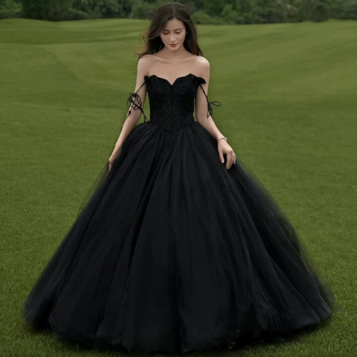 Одежда подходит для фотосессий, ретро бархатное черное свадебное платье, в стиле «Мори»