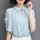 Шифоновая летняя одежда, милая короткая футболка, жакет, короткий рукав, коллекция 2021, в корейском стиле