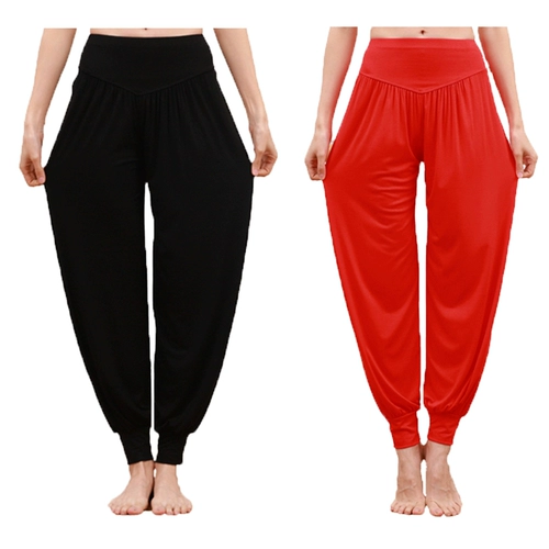 Фонарь для йоги, черные штаны для тренировок, сшит из модала, большой размер, свободный крой