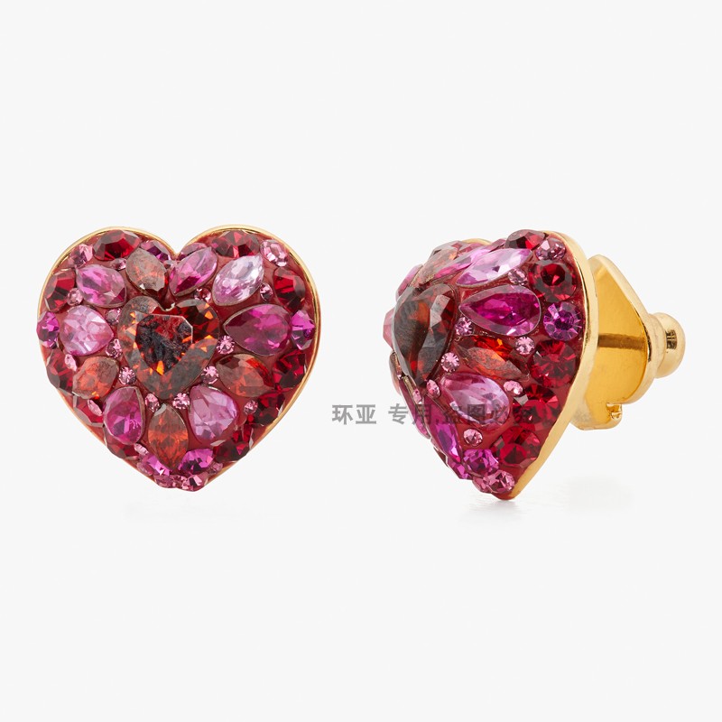 European and American minority design ks genuine new love earrings European and American style minority temperament shiny heart-shaped female earrings