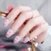 Mang móng tay kết thúc Nail Patch Sparkle Pink Flower Pink Flower Fake Finger Công cụ làm móng 15 - Công cụ Nail bút vẽ nail Công cụ Nail