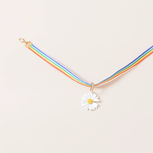 Радужный чокер, колокольчик, шарф, ожерелье, милый аксессуар, кот, в цветочек, котенок