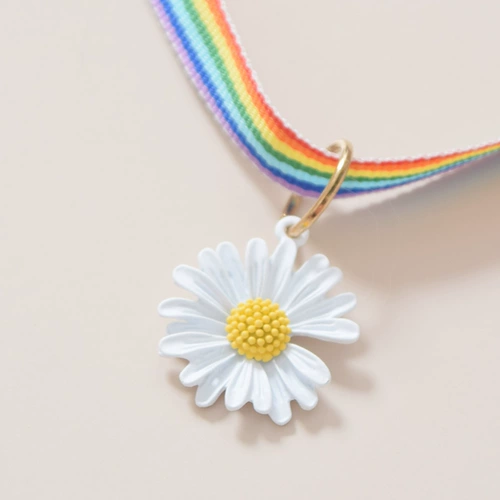 Радужный чокер, колокольчик, шарф, ожерелье, милый аксессуар, кот, в цветочек, котенок