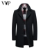 Playboy VIP mùa thu và mùa đông mô hình len áo khoác nam phần dài người đàn ông kinh doanh áo khoác mỏng áo khoác dày