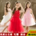 Váy bé gái mùa hè, váy công chúa thời trang cho trẻ em biểu diễn khiêu vũ, váy tutu lưới nhung đỏ năm mới mùa thu đông