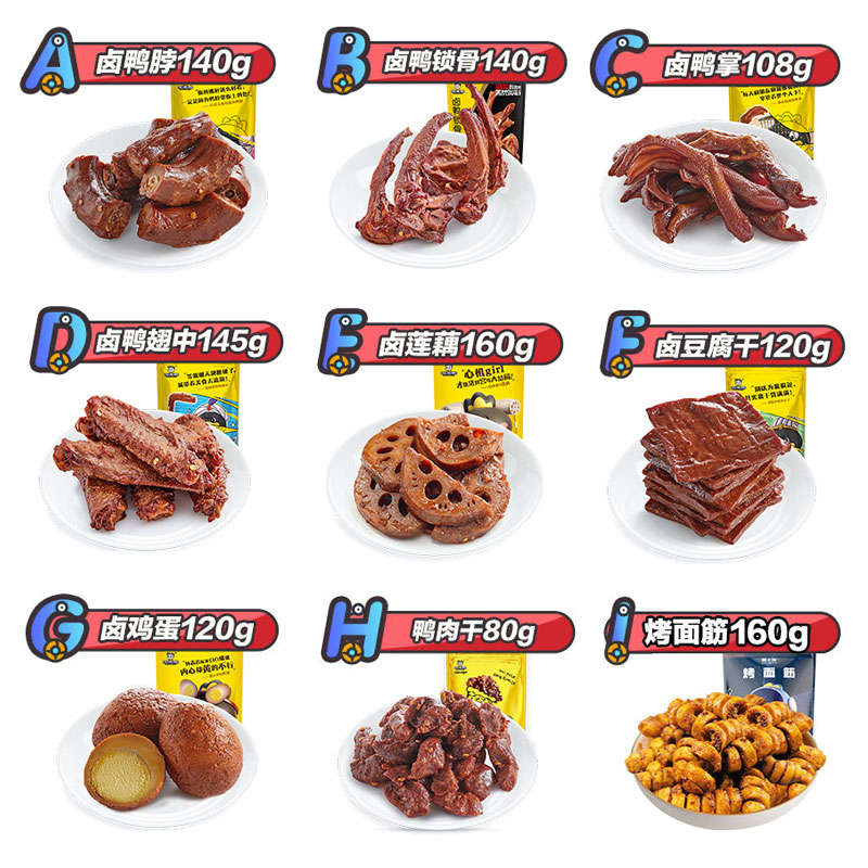周黑鸭 卤鸭脖/锁骨/猪肉脯/牛肉条/鱿鱼 多种口味 图1
