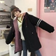 Mùa đông mới đại học Hàn Quốc gió lỏng đội mũ trùm đầu dài dày bông áo khoác nữ sinh viên bf bông áo khoác áo lông vũ uniqlo nữ Bông