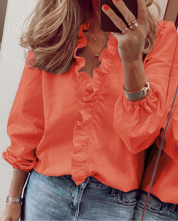 Orangewish Express Express ebay Spring and summer European style new pattern Long sleeve Ruffles shirt Women shirt
