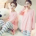 Bộ đồ ngủ mùa xuân và mùa thu smock smock phụ nữ mùa đông và mùa đông cotton dài tay cotton phù hợp với phiên bản Hàn Quốc của quần áo rộng kiểu đồ bộ may vải thun Bên ngoài ăn mặc