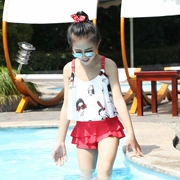 Cô gái Áo Tắm Cô Gái Đồ Bơi Mới Trẻ Em Hàn Quốc Dễ Thương Big Boy Chia Swimsuit Set 12-15 Năm