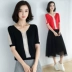 Áo len nữ mùa hè nữ mới phần mỏng tay ngắn Phiên bản Hàn Quốc của áo len hoang dã áo len ngắn mùa xuân - Áo len cổ chữ V