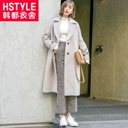 Áo len lông cừu Handu 2018 mùa đông mới dành cho nữ thời trang Hàn Quốc phổ biến áo khoác len dài mỏng - Áo Hàn Quốc