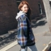 Nhà mới quần áo Handu 2019 mùa xuân của phụ nữ kẻ sọc mới kẻ sọc ngắn áo khoác len áo khoác len nữ HO9525 - Áo khoác ngắn áo khoác nữ hàn quốc Áo khoác ngắn