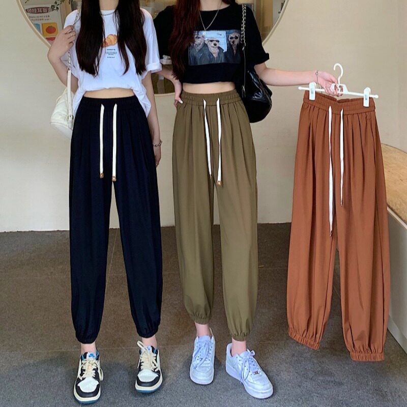The 2022 summer new Korean-style thin casual pants, women's pants, student petite lantern pants, nine-inch pants trend Specification image