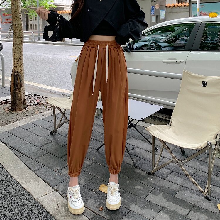 The 2022 summer new Korean-style thin casual pants, women's pants, student petite lantern pants, nine-inch pants trend Application Scenario
