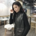Mùa thu Hàn Quốc phiên bản của mỏng giảm béo hoang dã mỏng PU da của phụ nữ xe máy vest nhỏ đứng cổ áo không tay áo khoác sinh viên áo kiểu trung niên hàn quốc Áo vest