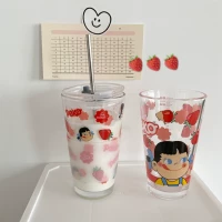 Японская милая клубника со стаканом, мультяшная трубочка для школьников, Южная Корея