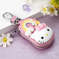 Da cao cấp dễ thương kitty túi chìa khóa nữ Hàn Quốc sáng tạo da vòng chìa khóa xe nữ phim hoạt hình túi chìa khóa dây móc ví nam